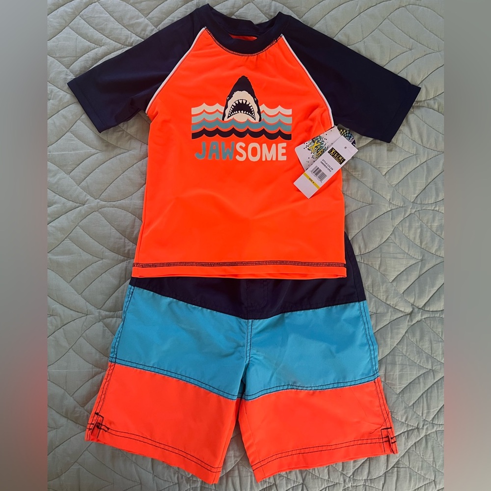 Jawsome Kids Swim Set - Orange and Blue size 6T